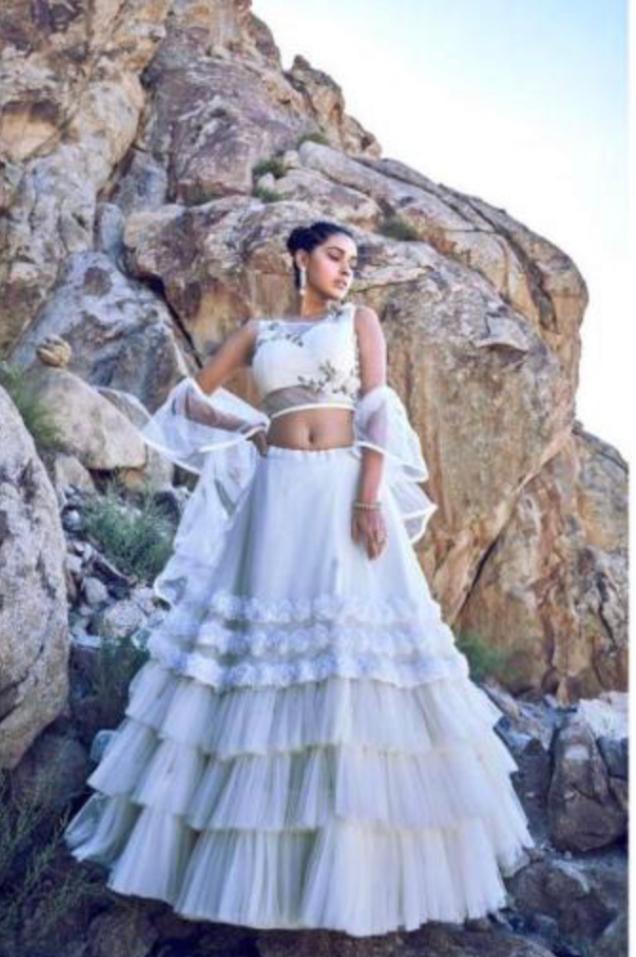 Offwhite Net skirt and top with diamanté handwork in